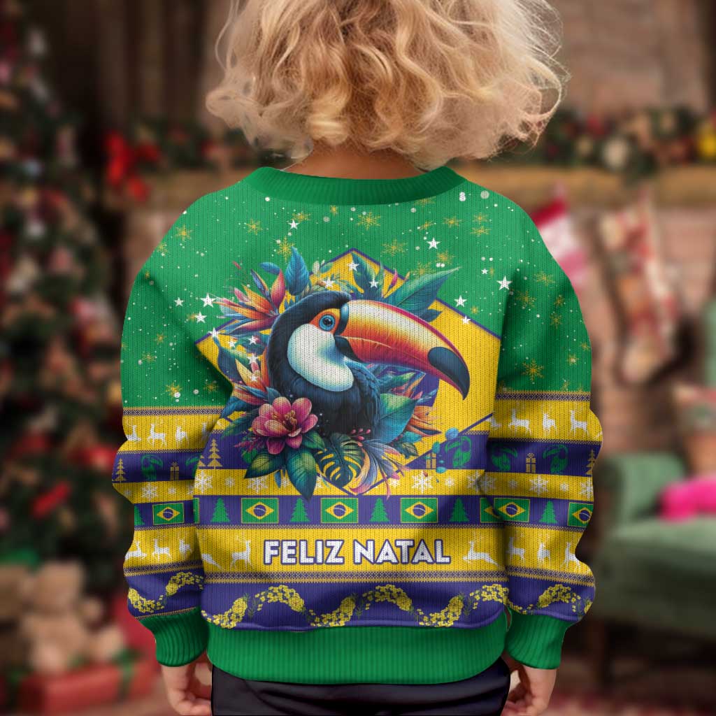 Brazil Christmas Kid Ugly Christmas Sweater Toco Toucan Flag Style - Wonder Print Shop