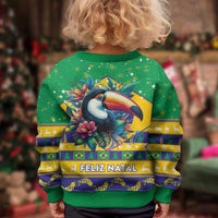 Brazil Christmas Kid Ugly Christmas Sweater Toco Toucan Flag Style - Wonder Print Shop