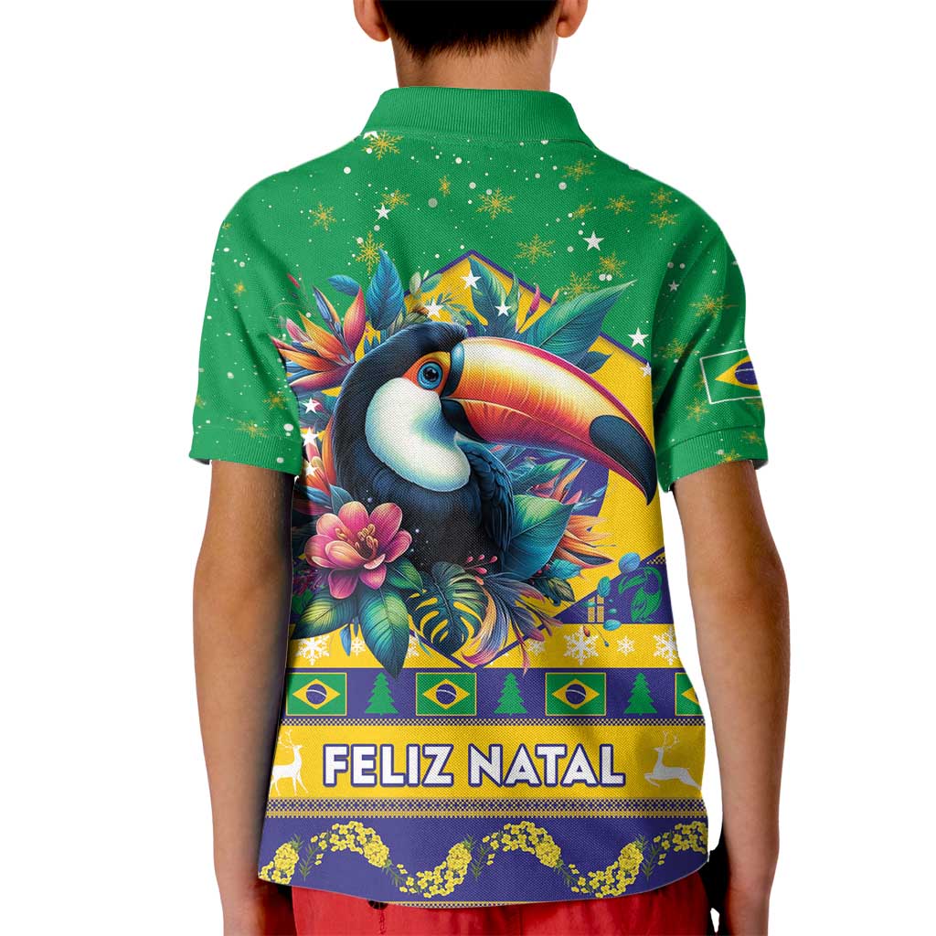 Brazil Christmas Kid Polo Shirt Toco Toucan Flag Style - Wonder Print Shop