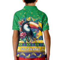 Brazil Christmas Kid Polo Shirt Toco Toucan Flag Style - Wonder Print Shop