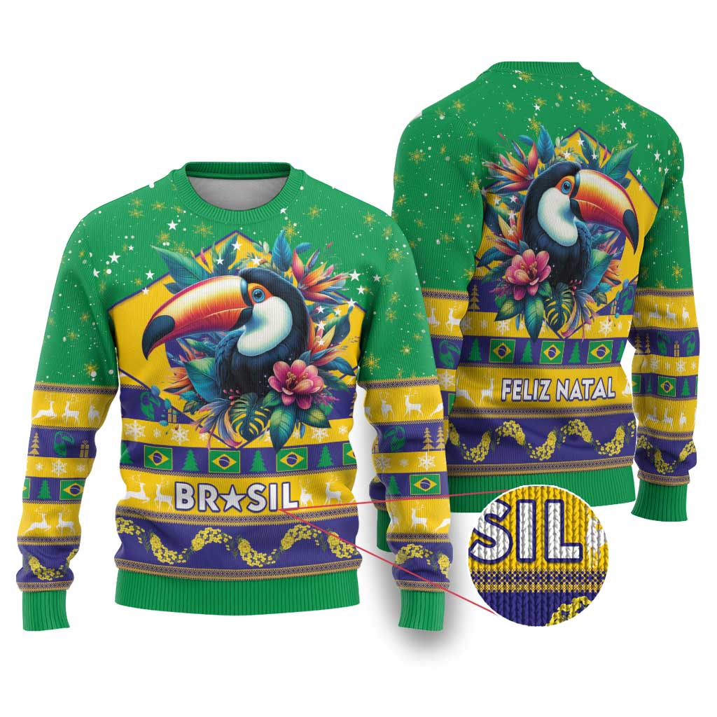 Brazil Christmas Ugly Christmas Sweater Toco Toucan Flag Style - Wonder Print Shop