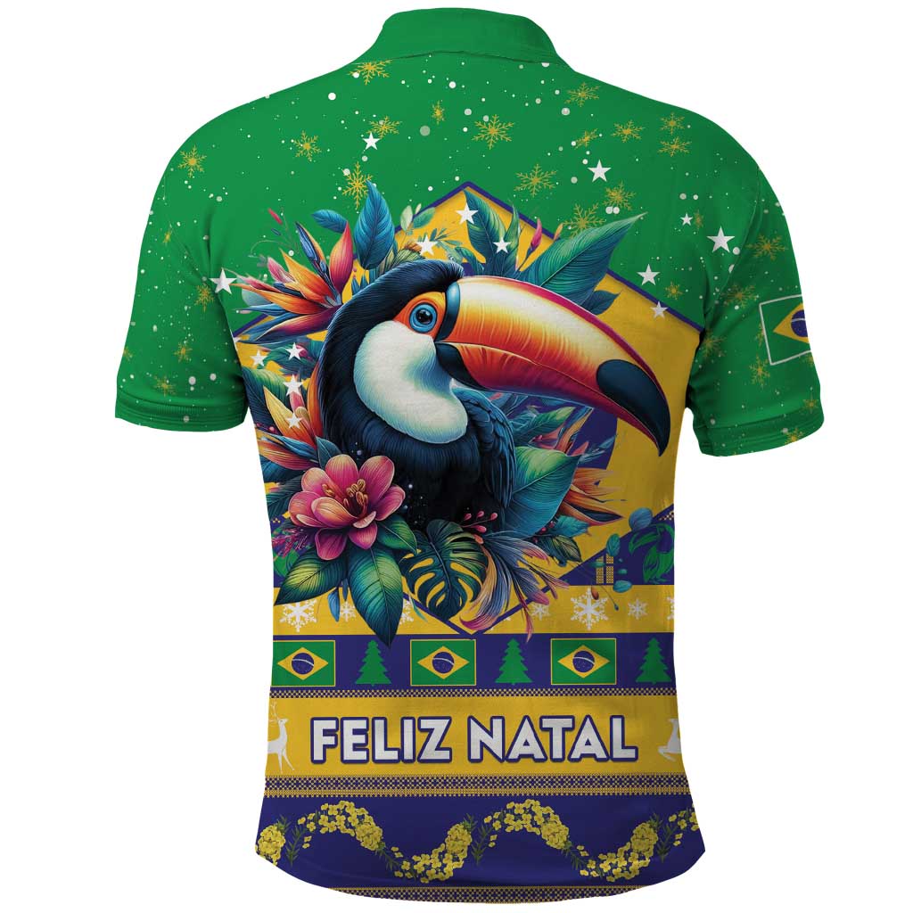 Brazil Christmas Polo Shirt Toco Toucan Flag Style - Wonder Print Shop