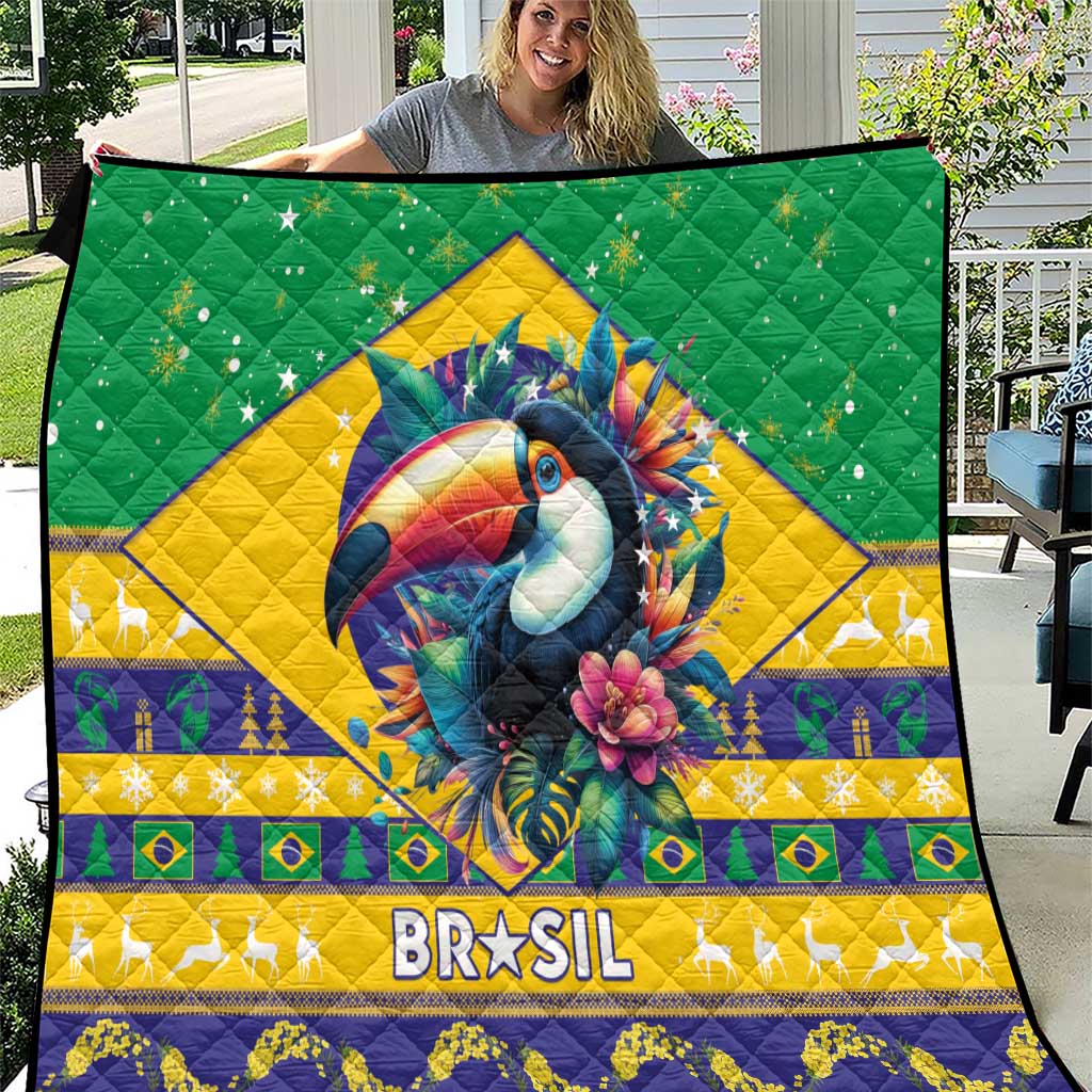 Brazil Christmas Quilt Toco Toucan Flag Style - Wonder Print Shop