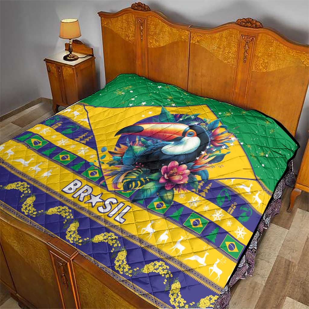 Brazil Christmas Quilt Toco Toucan Flag Style - Wonder Print Shop