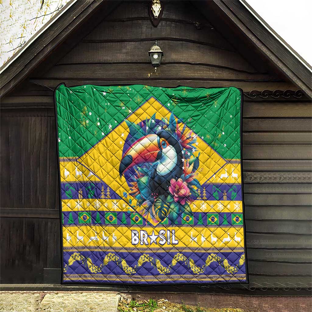 Brazil Christmas Quilt Toco Toucan Flag Style - Wonder Print Shop