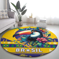 Brazil Christmas Round Carpet Toco Toucan Flag Style