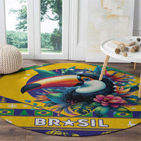 Brazil Christmas Round Carpet Toco Toucan Flag Style
