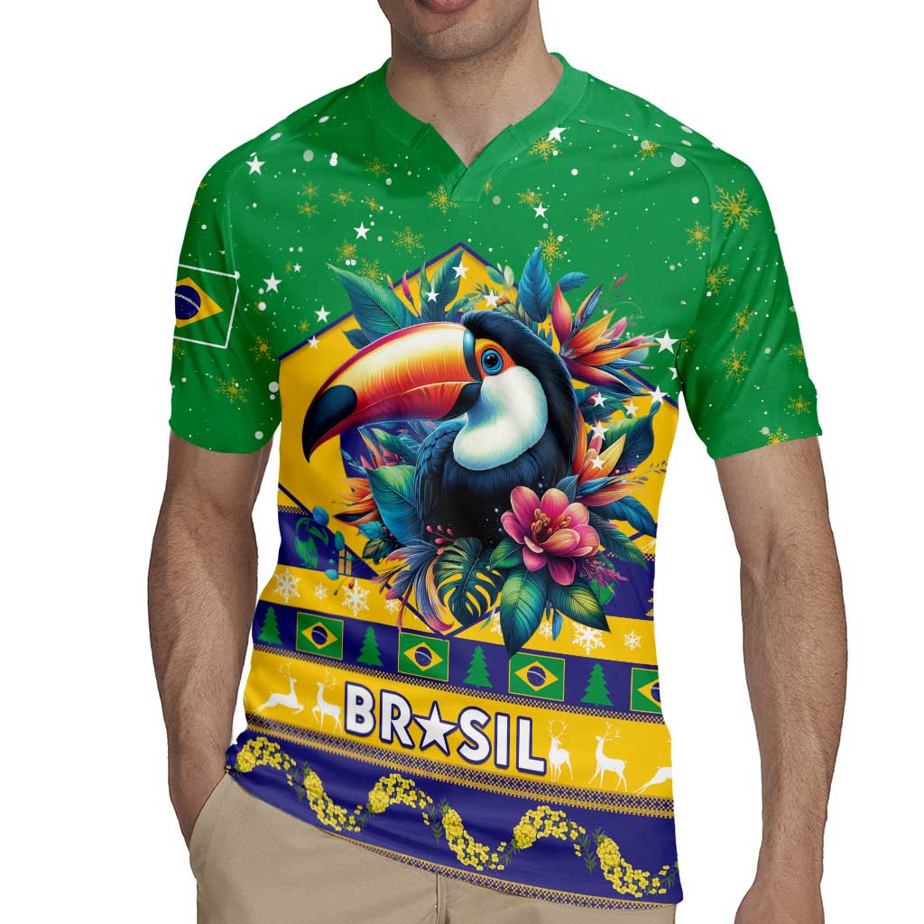 Brazil Christmas Rugby Jersey Toco Toucan Flag Style - Wonder Print Shop