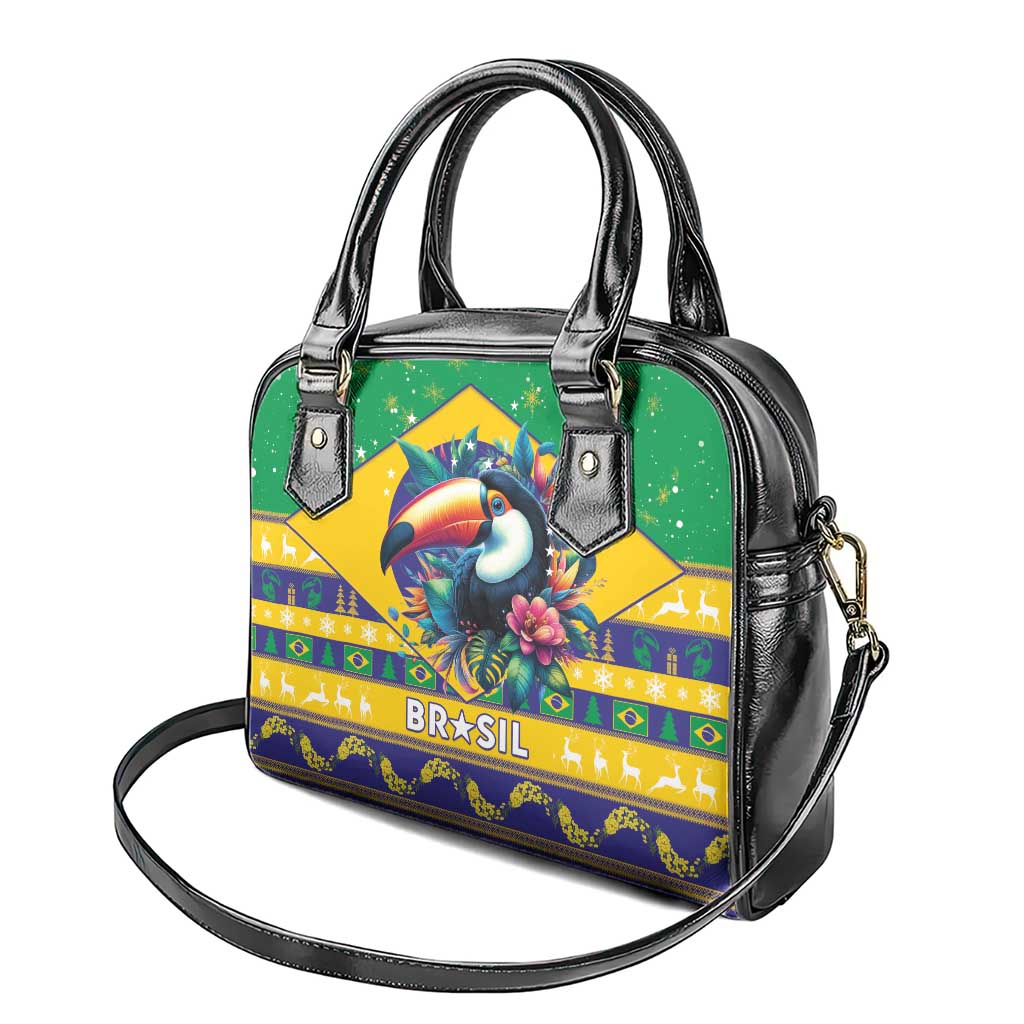 Brazil Christmas Shoulder Handbag Toco Toucan Flag Style