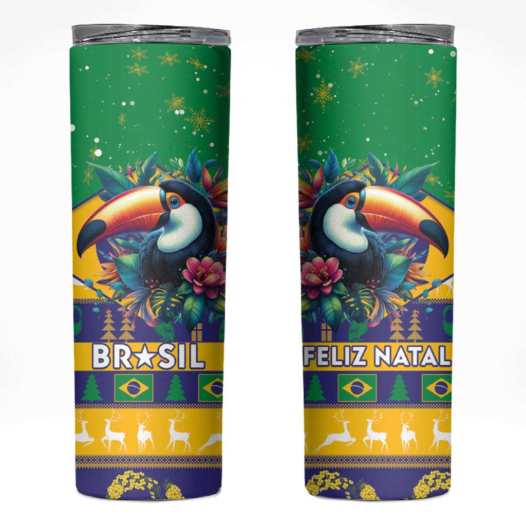 Brazil Christmas Skinny Tumbler Toco Toucan Flag Style - Wonder Print Shop