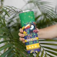 Brazil Christmas Skinny Tumbler Toco Toucan Flag Style - Wonder Print Shop