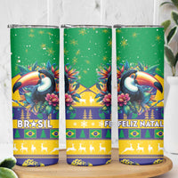 Brazil Christmas Skinny Tumbler Toco Toucan Flag Style - Wonder Print Shop