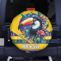 Brazil Christmas Spare Tire Cover Toco Toucan Flag Style - Wonder Print Shop