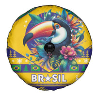 Brazil Christmas Spare Tire Cover Toco Toucan Flag Style - Wonder Print Shop