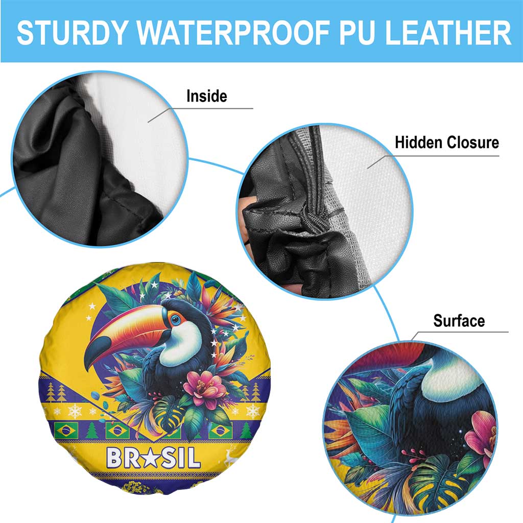 Brazil Christmas Spare Tire Cover Toco Toucan Flag Style - Wonder Print Shop