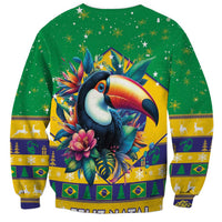Brazil Christmas Sweatshirt Toco Toucan Flag Style - Wonder Print Shop