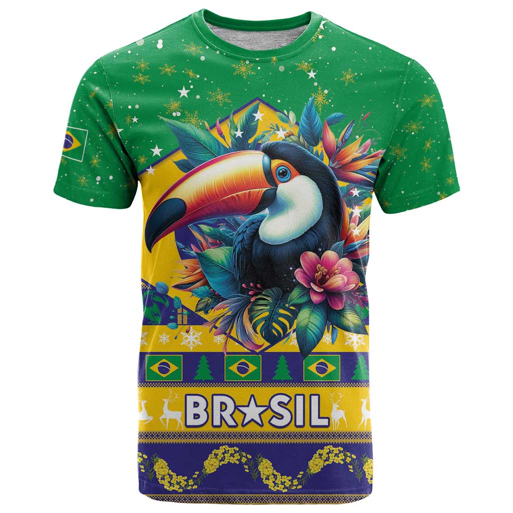 Brazil Christmas T Shirt Toco Toucan Flag Style - Wonder Print Shop