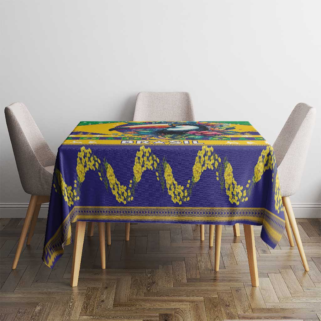 Brazil Christmas Tablecloth Toco Toucan Flag Style - Wonder Print Shop