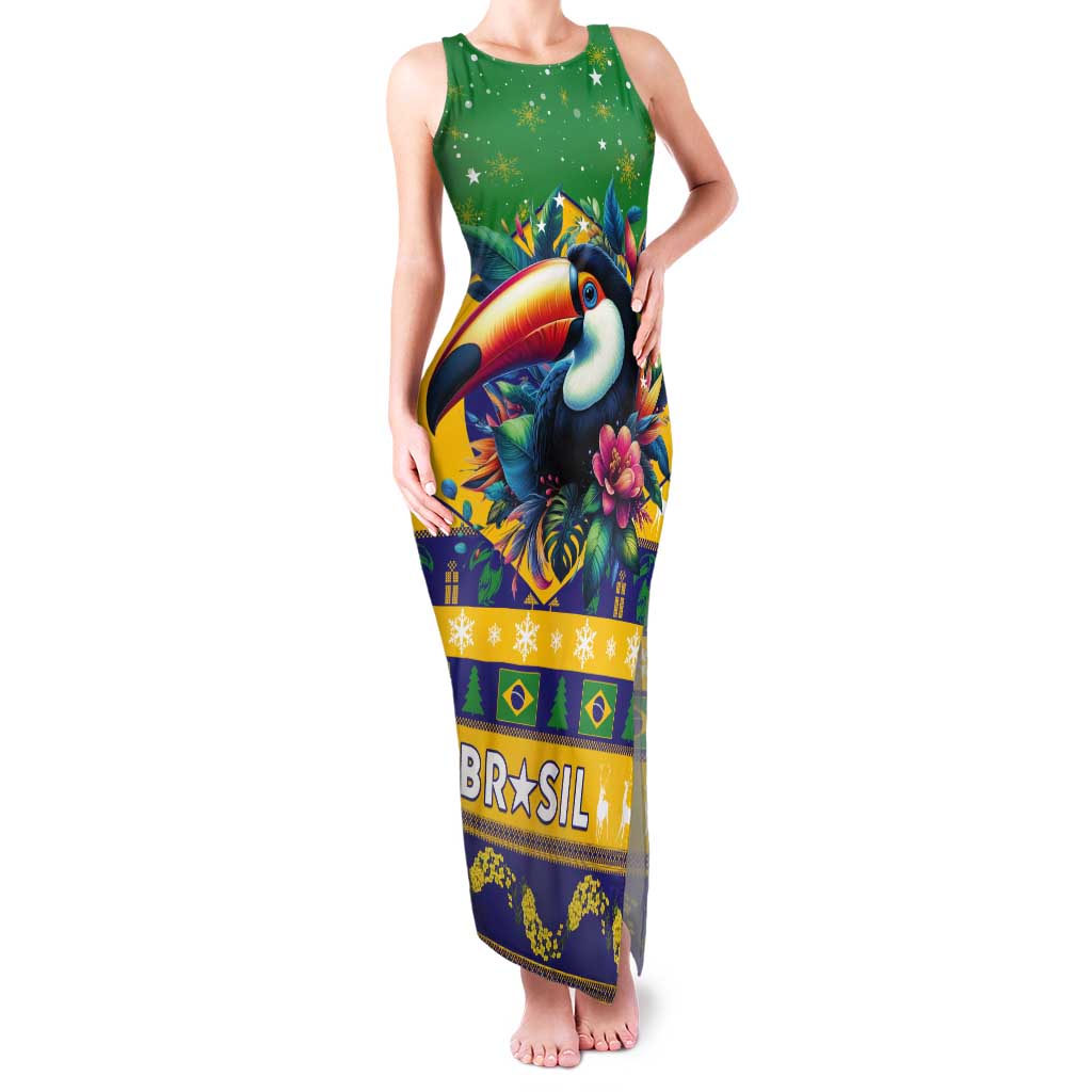 Brazil Christmas Tank Maxi Dress Toco Toucan Flag Style - Wonder Print Shop