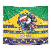 Brazil Christmas Tapestry Toco Toucan Flag Style - Wonder Print Shop