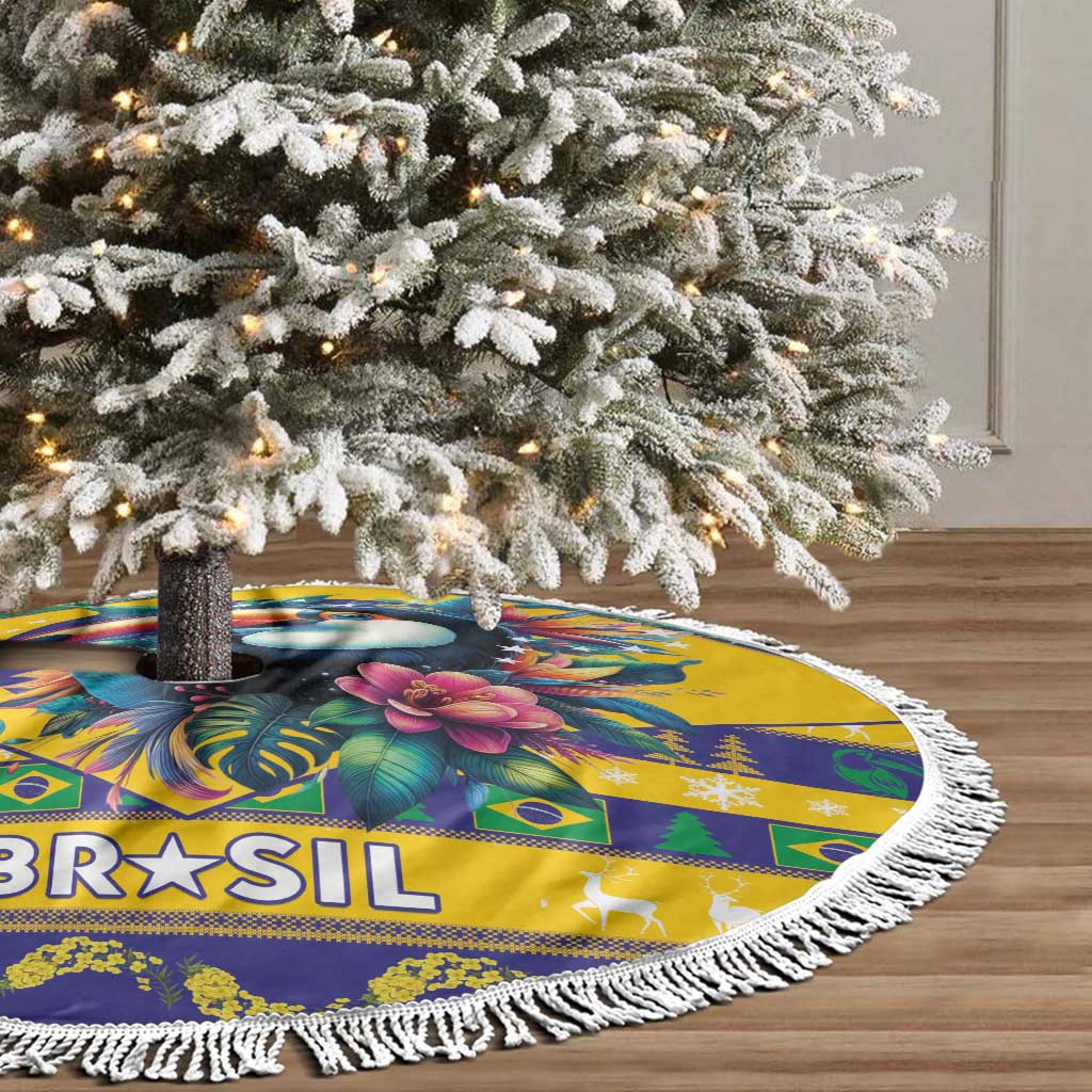 Brazil Christmas Tree Skirt Toco Toucan Flag Style - Wonder Print Shop