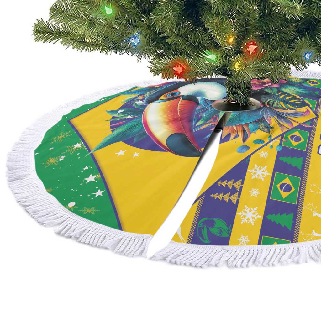 Brazil Christmas Tree Skirt Toco Toucan Flag Style - Wonder Print Shop