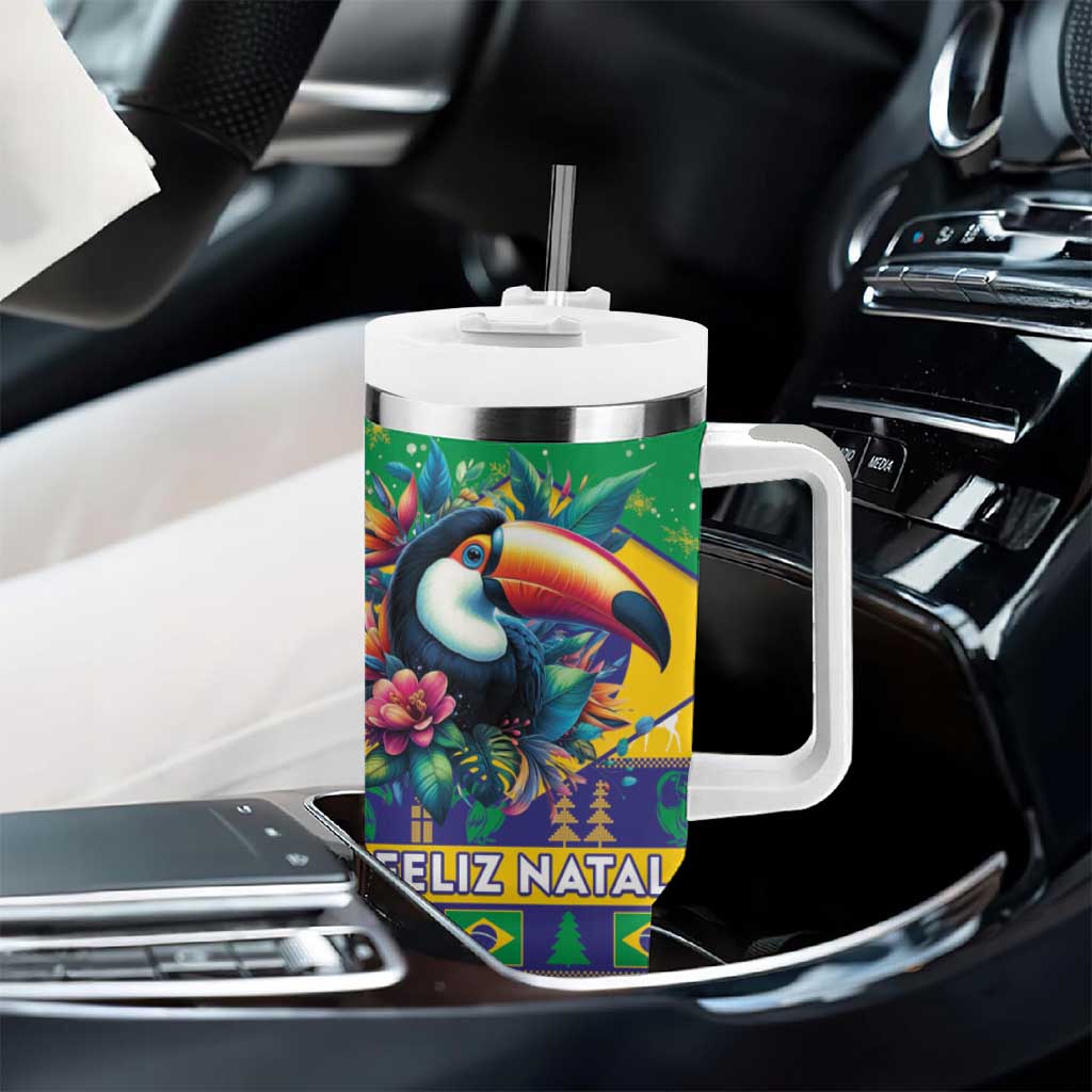 Brazil Christmas Tumbler With Handle Toco Toucan Flag Style - Wonder Print Shop