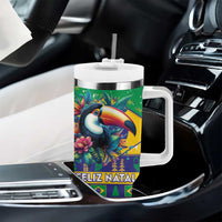 Brazil Christmas Tumbler With Handle Toco Toucan Flag Style - Wonder Print Shop