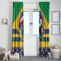Brazil Christmas Window Curtain Toco Toucan Flag Style - Wonder Print Shop