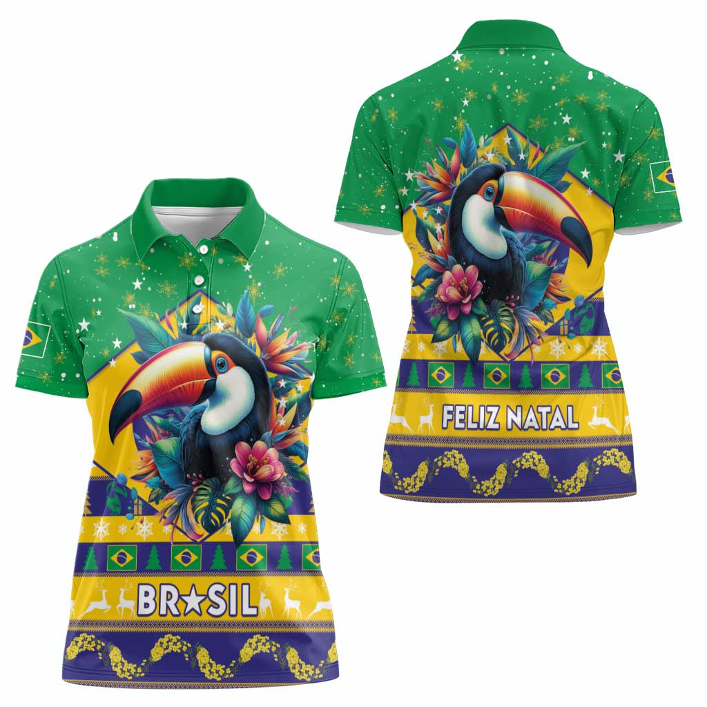 Brazil Christmas Women Polo Shirt Toco Toucan Flag Style - Wonder Print Shop