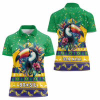 Brazil Christmas Women Polo Shirt Toco Toucan Flag Style - Wonder Print Shop