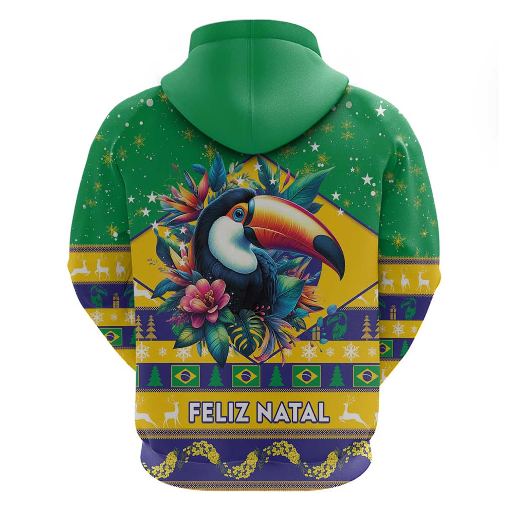 Brazil Christmas Zip Hoodie Toco Toucan Flag Style - Wonder Print Shop