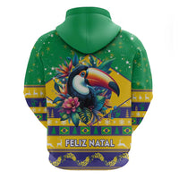 Brazil Christmas Zip Hoodie Toco Toucan Flag Style - Wonder Print Shop