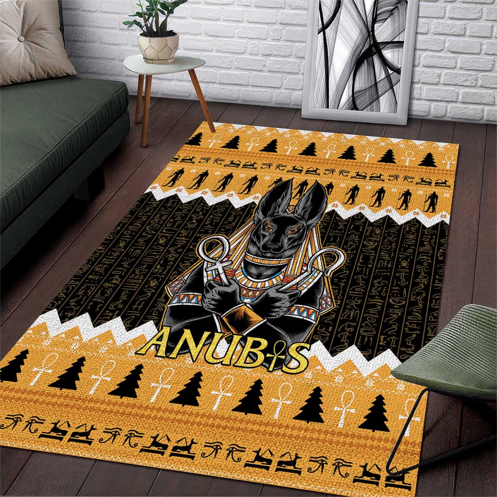 Ancient Egyptian Christmas Area Rug Anubis Eid Milad Majid - Wonder Print Shop