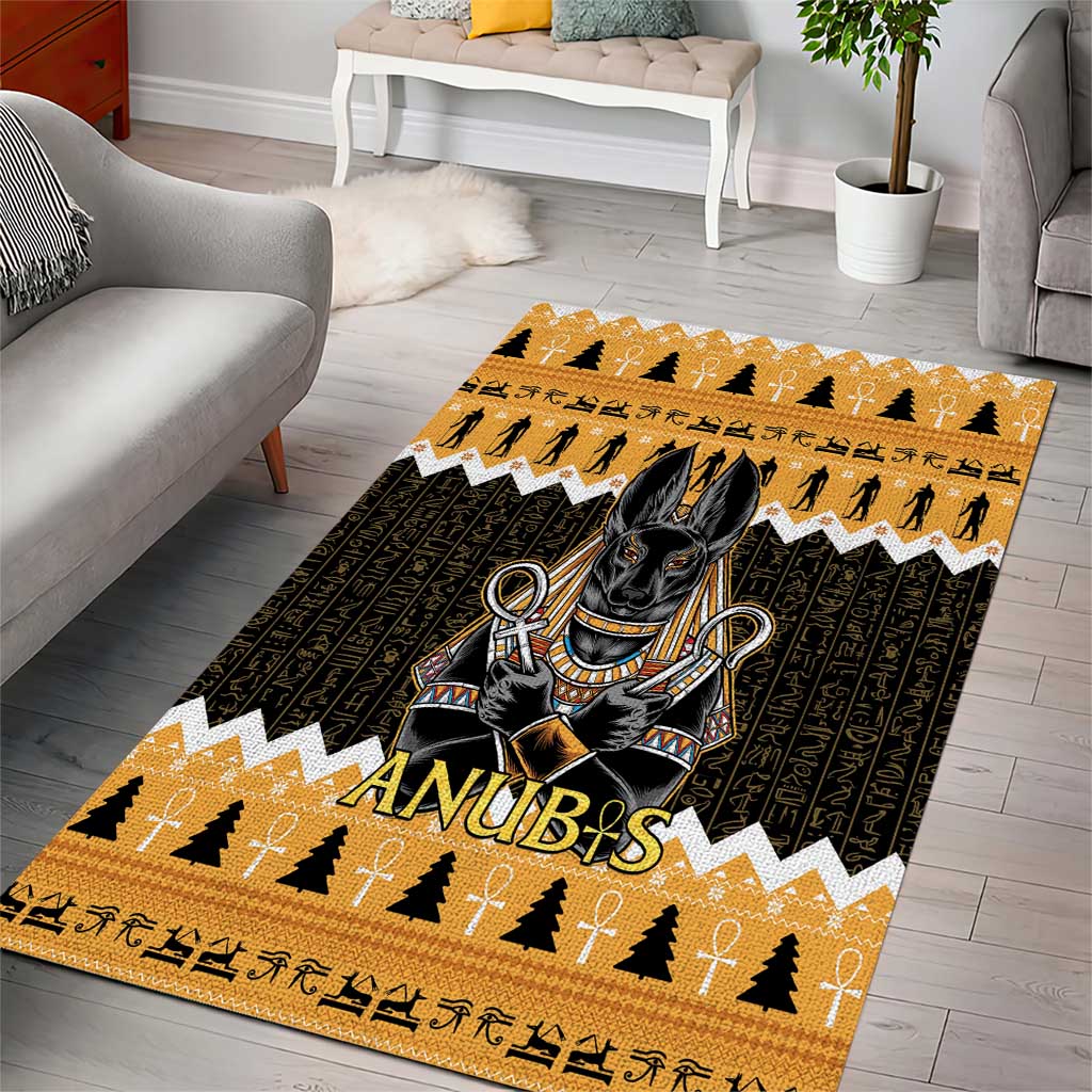 Ancient Egyptian Christmas Area Rug Anubis Eid Milad Majid - Wonder Print Shop