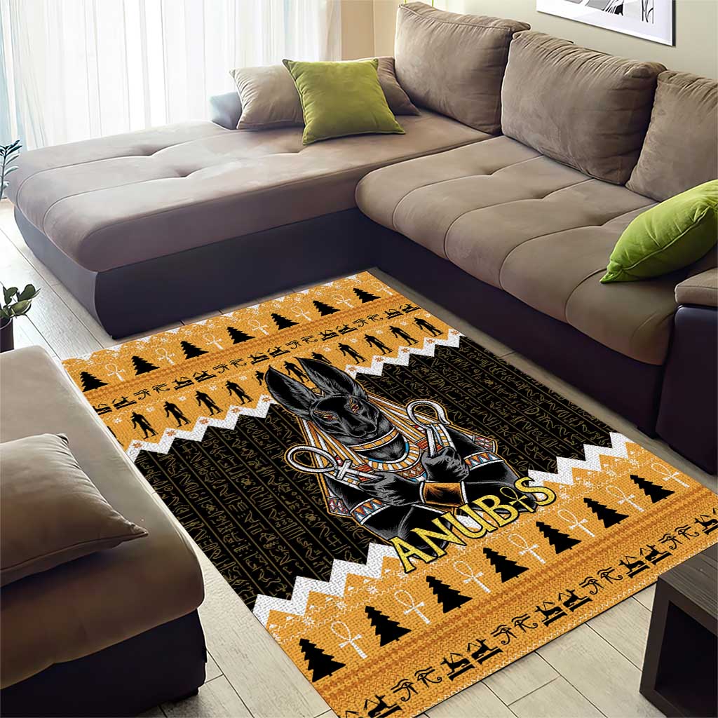 Ancient Egyptian Christmas Area Rug Anubis Eid Milad Majid - Wonder Print Shop