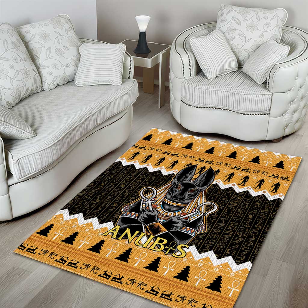 Ancient Egyptian Christmas Area Rug Anubis Eid Milad Majid - Wonder Print Shop
