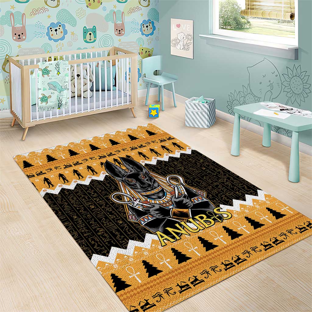 Ancient Egyptian Christmas Area Rug Anubis Eid Milad Majid - Wonder Print Shop
