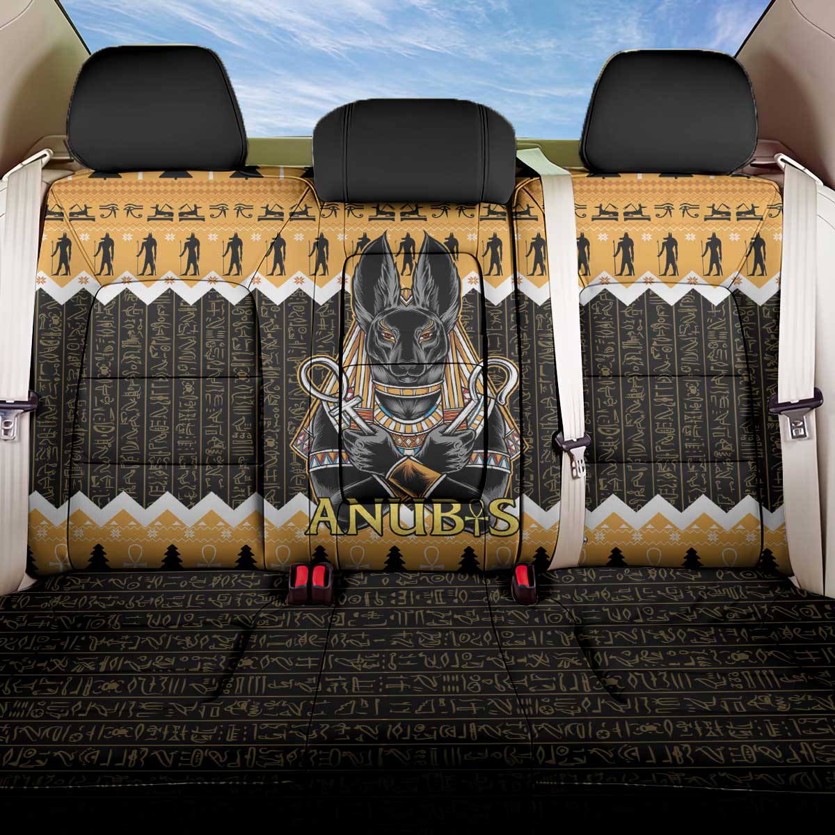 Ancient Egyptian Christmas Back Car Seat Cover Anubis Eid Milad Majid - Wonder Print Shop