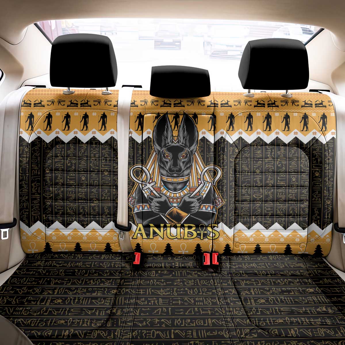 Ancient Egyptian Christmas Back Car Seat Cover Anubis Eid Milad Majid - Wonder Print Shop