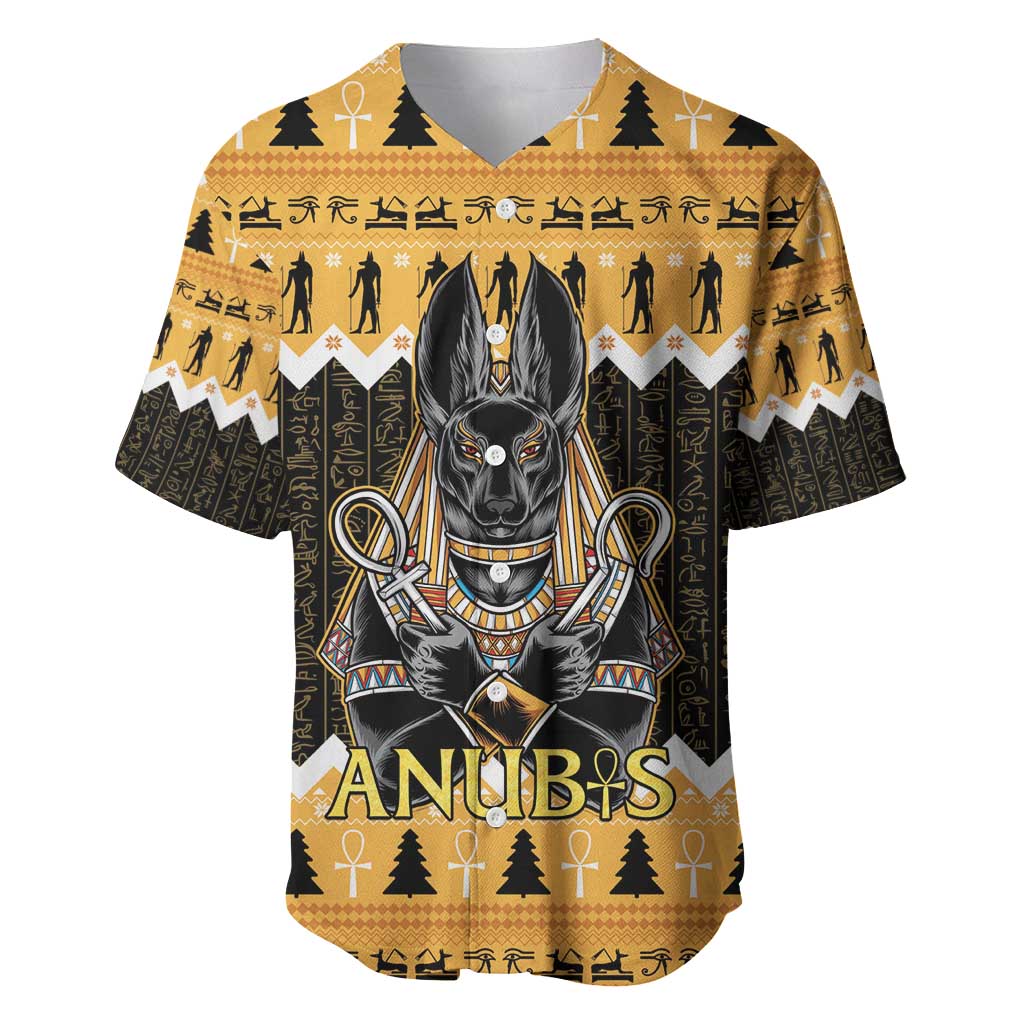 Ancient Egyptian Christmas Baseball Jersey Anubis Eid Milad Majid - Wonder Print Shop