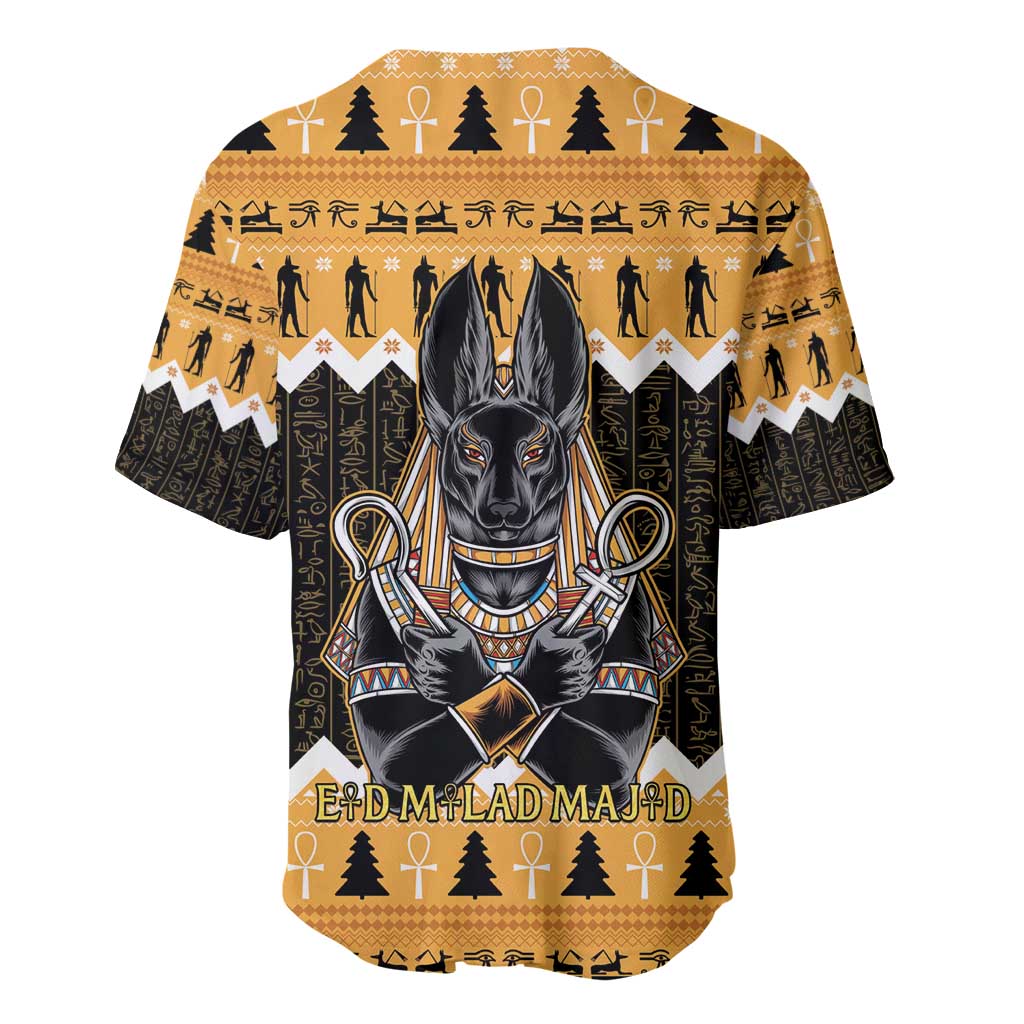 Ancient Egyptian Christmas Baseball Jersey Anubis Eid Milad Majid - Wonder Print Shop
