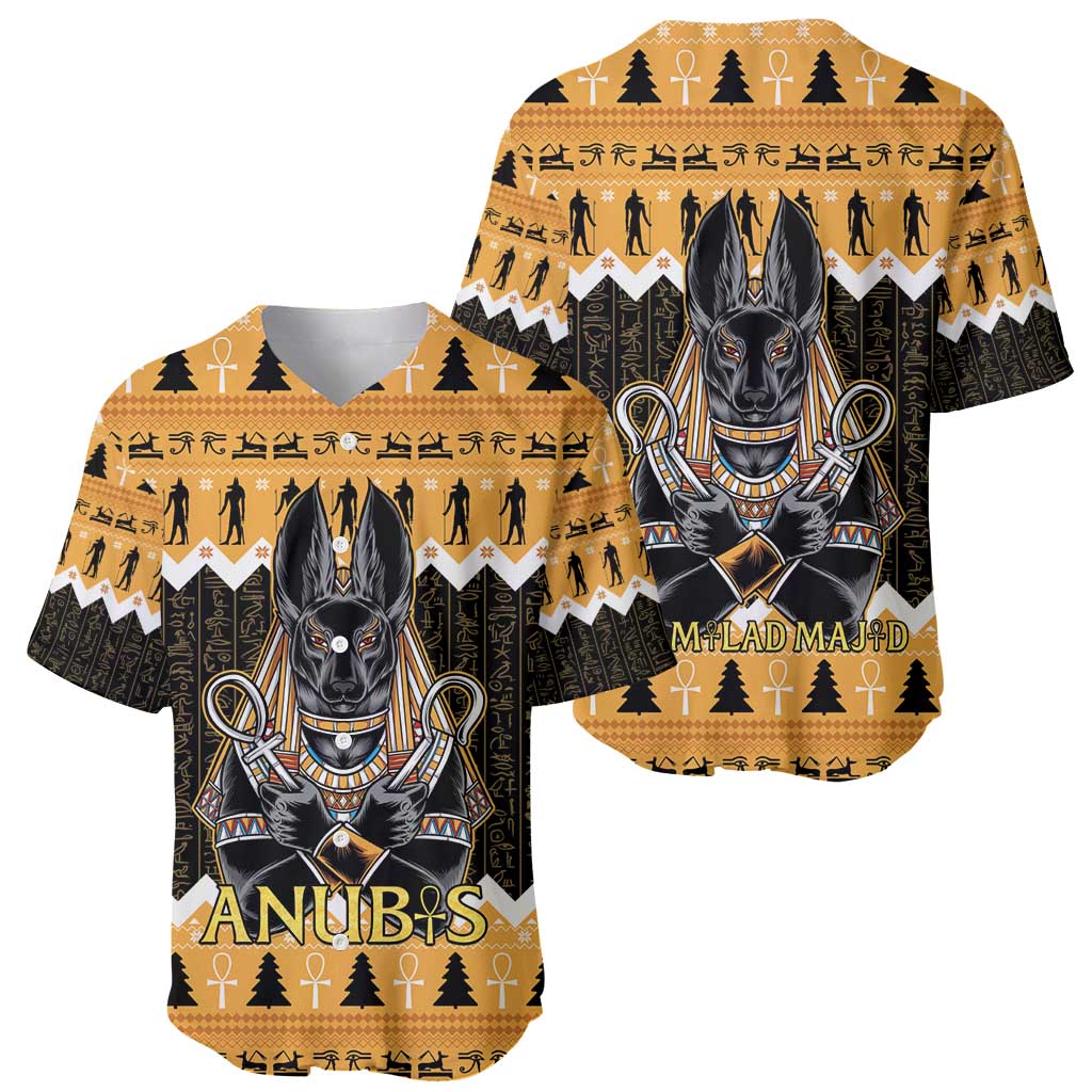 Ancient Egyptian Christmas Baseball Jersey Anubis Eid Milad Majid - Wonder Print Shop