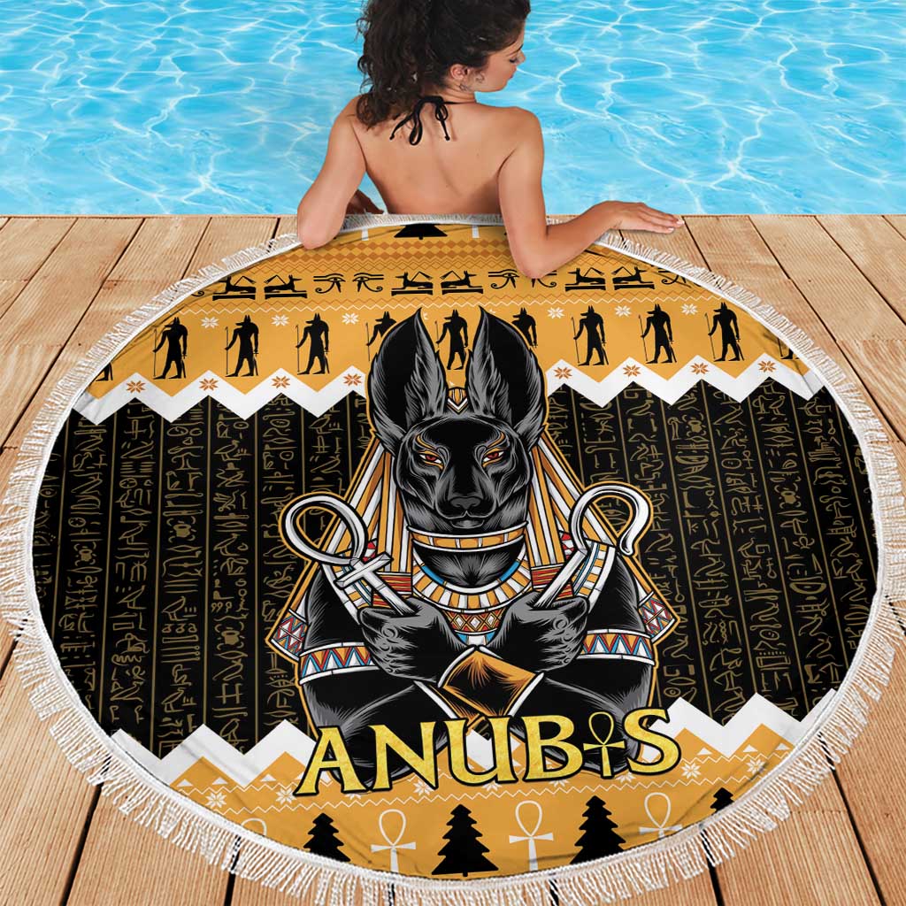 Ancient Egyptian Christmas Beach Blanket Anubis Eid Milad Majid - Wonder Print Shop