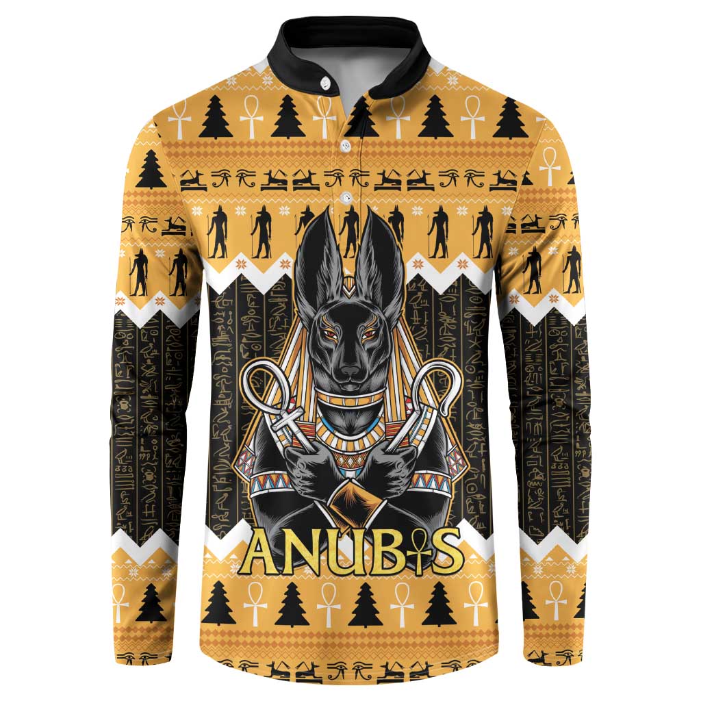 Ancient Egyptian Christmas Button Sweatshirt Anubis Eid Milad Majid - Wonder Print Shop