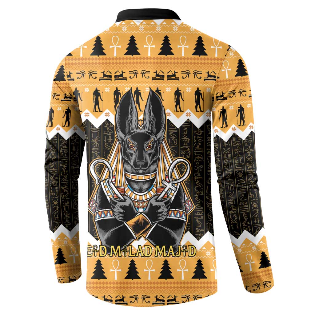 Ancient Egyptian Christmas Button Sweatshirt Anubis Eid Milad Majid - Wonder Print Shop