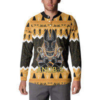 Ancient Egyptian Christmas Button Sweatshirt Anubis Eid Milad Majid - Wonder Print Shop