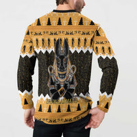 Ancient Egyptian Christmas Button Sweatshirt Anubis Eid Milad Majid - Wonder Print Shop