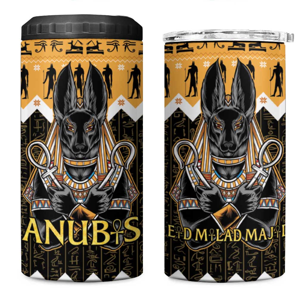 Ancient Egyptian Christmas 4 in 1 Can Cooler Tumbler Anubis Eid Milad Majid - Wonder Print Shop