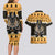 Ancient Egyptian Christmas Couples Matching Long Sleeve Bodycon Dress and Hawaiian Shirt Anubis Eid Milad Majid - Wonder Print Shop